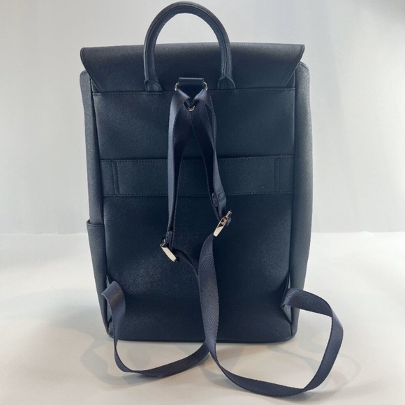 Samsonite Women’s Executive Leather Flap Backpack Navy Work Travel Airplane - Picture 3 of 13